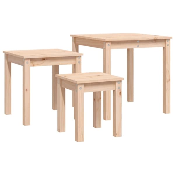 Indskudsborde 3 stk. Massivt fyrretræ - Indskudsbord - Indskudsborde - Home & Living