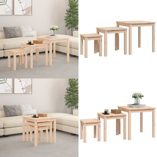 Indskudsborde 3 stk. Massivt fyrretræ - Indskudsbord - Indskudsborde - Home & Living