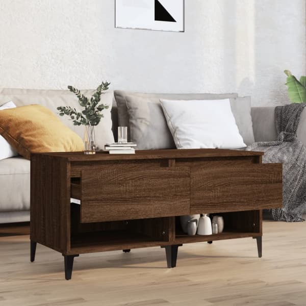 Sidobord 2 st brun ek 50x46x50 cm konstruerat trä - Soffbord - Vardagsrumsbord - Home & Living