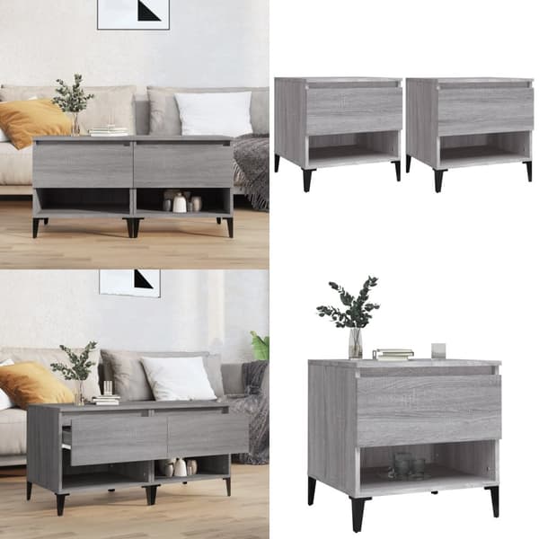 Sideborde 2 stk. 50x46x50 cm konstrueret træ grå sonoma-eg - Sidebord - Sideborde - Home & Living