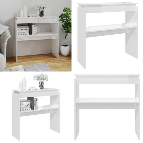 Konsolbord 80x30x80 cm konstrueret træ hvid højglans - Konsolbord - Konsolborde - Home & Living