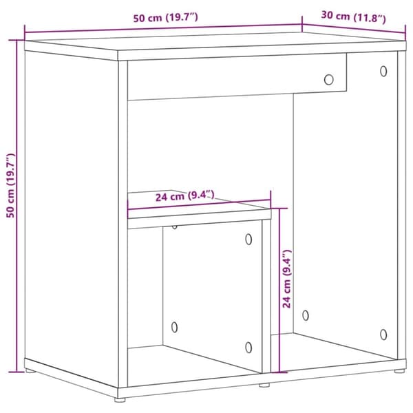 vidaXL Sivupöytä betoninharmaa 50x30x50 cm lastulevy
