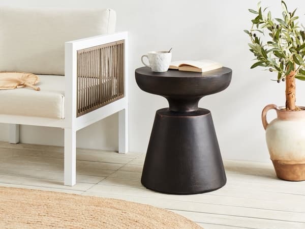 Aksent Sidebord Svart MgO Glassfiber med Forvitret Effekt UV Beis Rust Vann Vindbestandig Moderne Utendørs Stue