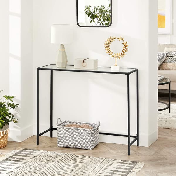 Rootz Konsolbord - Sort metalglas - Entrébord - Sofabord - Moderne design - 100 cm x 35 cm x 80 cm