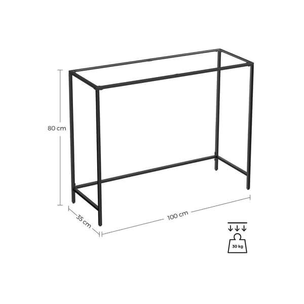 Rootz Konsolbord - Sort metalglas - Entrébord - Sofabord - Moderne design - 100 cm x 35 cm x 80 cm