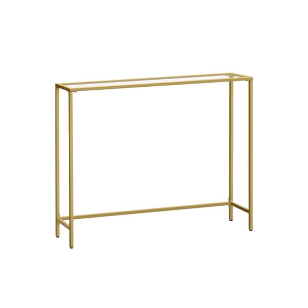 Rootz konsolbord i glasstål - Lys guldgennemsigtigt - Entrébord - Sofabord - Hærdet glas - Robust stålstel - Moderne design - 20 cm x 100 cm x 80 cm