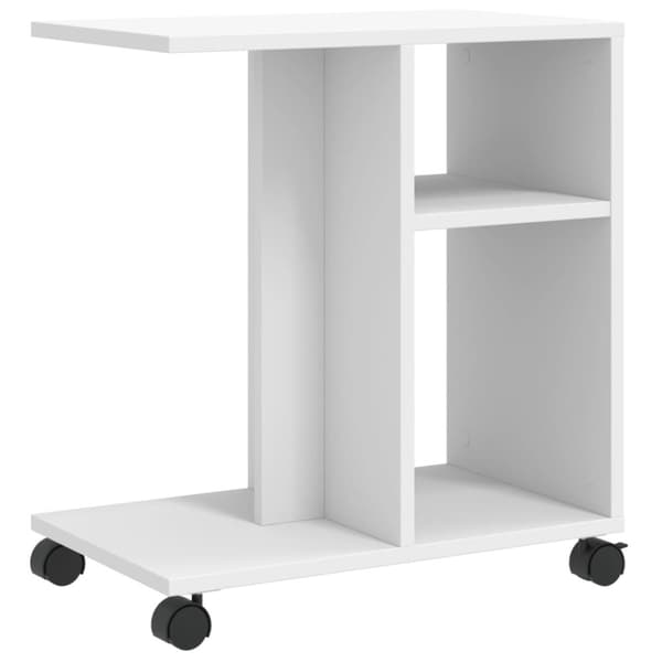 vidaXL sidebord med hjul 50x30x55 cm konstrueret træ hvid
