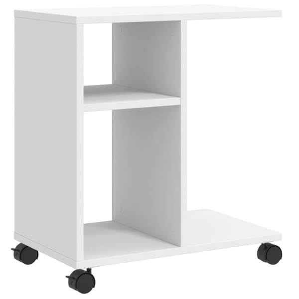 vidaXL sidebord med hjul 50x30x55 cm konstrueret træ hvid