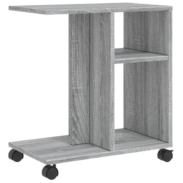 vidaXL Sidebord med hjul grå sonoma 50x30x55 cm konstruert tre