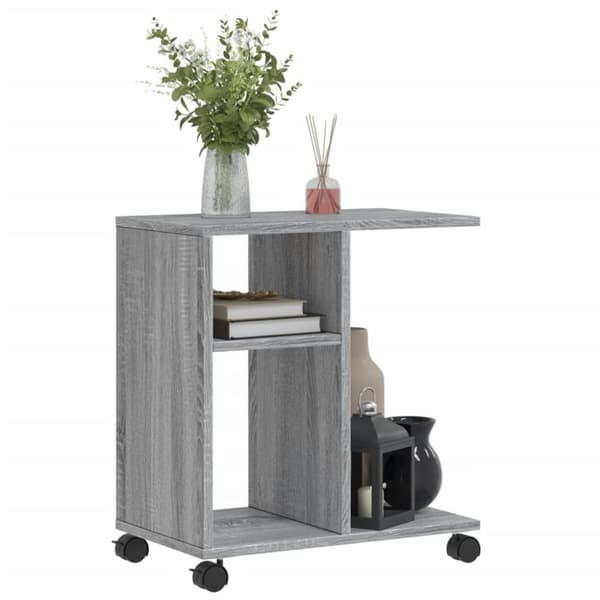 vidaXL sidebord med hjul 50x30x55 cm konstrueret træ grå sonoma-eg