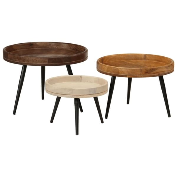 vidaXL Runde salongbord 3 stk heltre mango