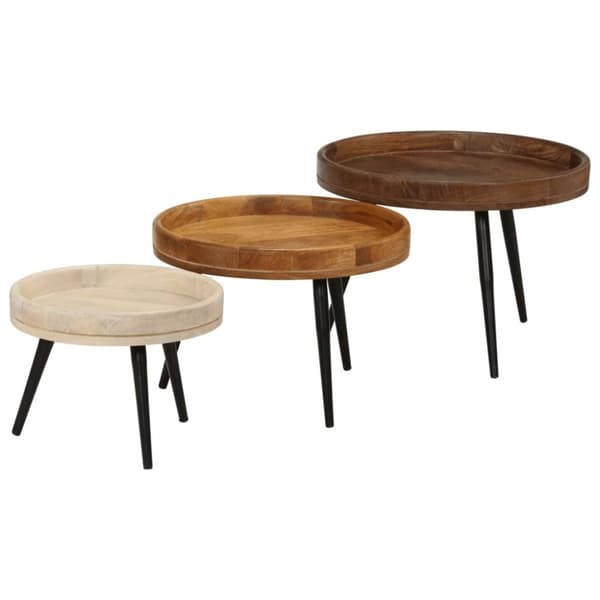 vidaXL Runde salongbord 3 stk heltre mango