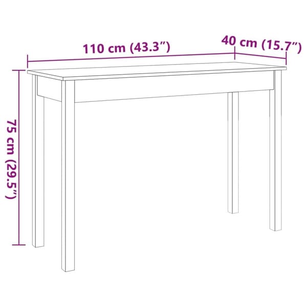 vidaXL Konsollbord voksbrun 110x40x75 cm heltre furu