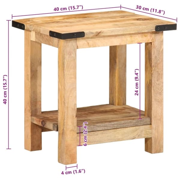 vidaXL Sidebord 40x30x40 cm grovt heltre mango