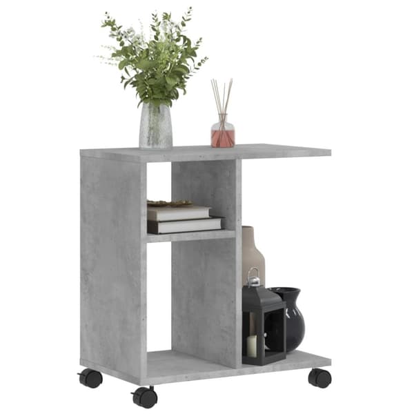 vidaXL sidebord med hjul 50x30x55 cm spånplade betongrå