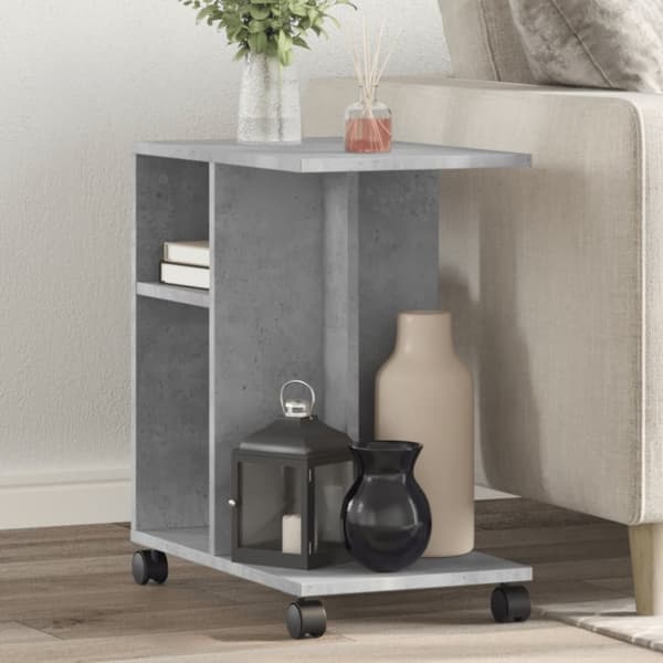 vidaXL sidebord med hjul 50x30x55 cm spånplade betongrå