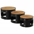 Miniatyrbilde 4 av 10: vidaXL Barbord trommelformet 3 stk grovt heltre mangotre