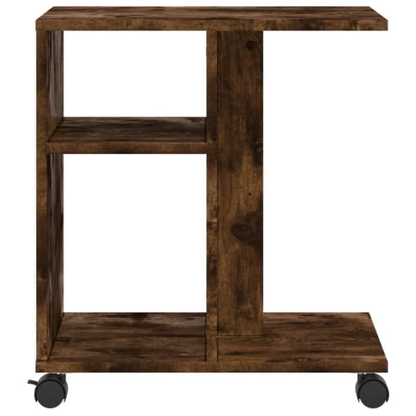 vidaXL sidebord med hjul 50x30x55 cm konstrueret træ røget egetræ