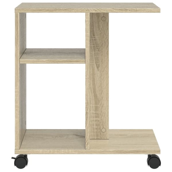 vidaXL sidebord med hjul 50x30x55 cm konstrueret træ sonoma-eg