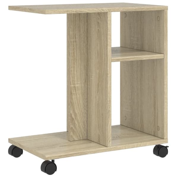 vidaXL sidebord med hjul 50x30x55 cm konstrueret træ sonoma-eg