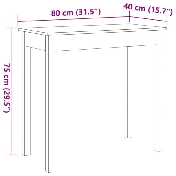 vidaXL Konsollbord voksbrun 80x40x75 cm heltre furu