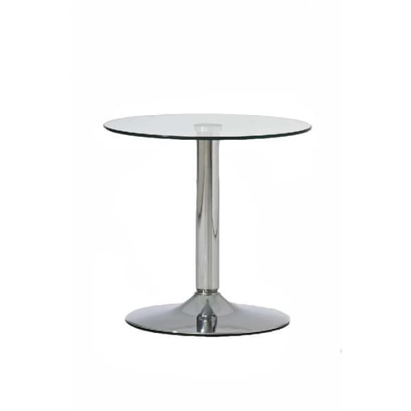 CLP IKARUS runt glasbord, Ø 50 cm, höjd 48 cm, krom pelarbord, glasbord med skyddsglas
