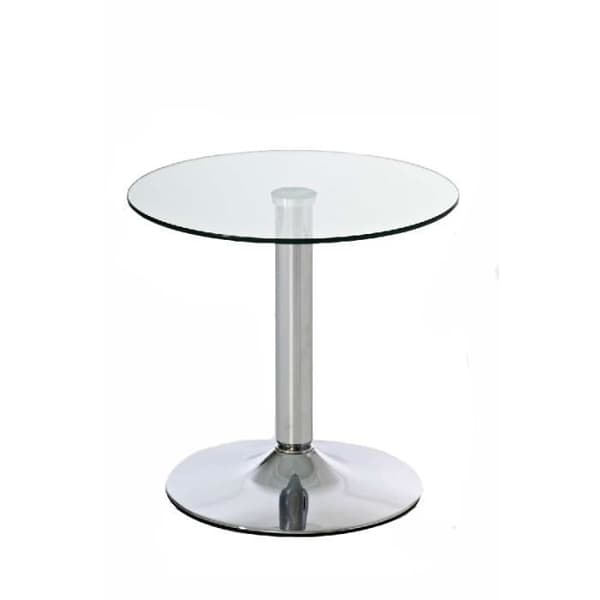 CLP IKARUS runt glasbord, Ø 50 cm, höjd 48 cm, krom pelarbord, glasbord med skyddsglas
