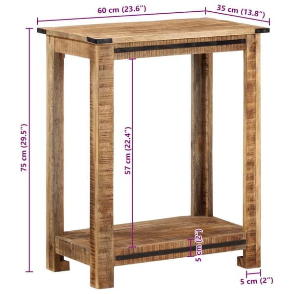 vidaXL konsolbord 60x35x75 cm massivt mangotræ