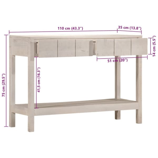 vidaXL konsolbord 110x35x75 cm massivt mangotræ
