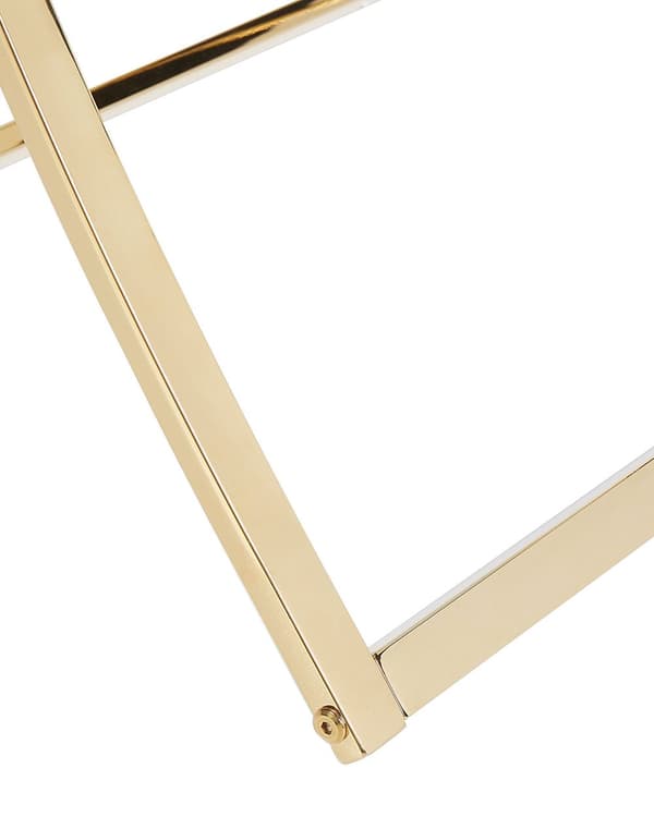 Konsolbord i guld med stel i rustfrit stål og glasplade i glamourstil