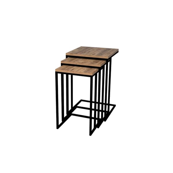 Chic Home Silla sivupöydät 32/36/40 cm 3 kpl, ruskea/musta