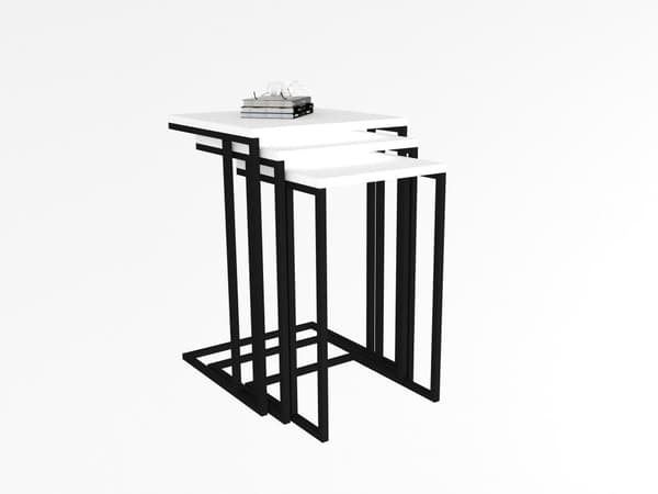 Chic Home Silla sivupöydät 32/36/40 cm 3 kpl, valkoinen/musta