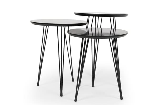 Chic Home Sirkka apupöydät H38xK45-55 cm 3kpl, musta