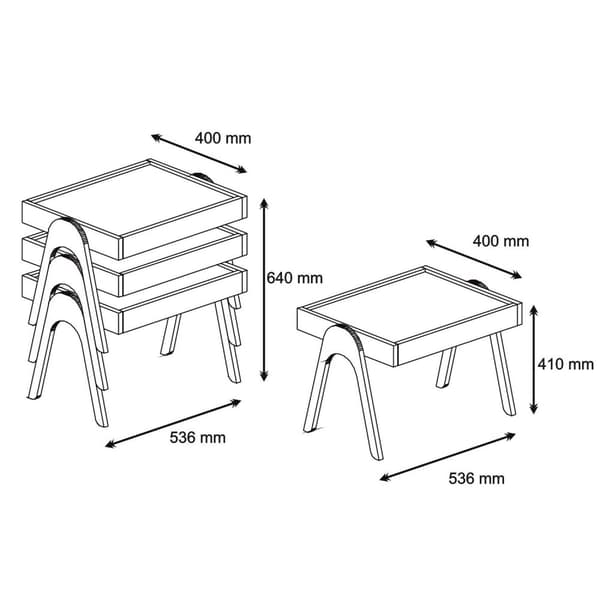 Chic Home Roo tarjoilupöydät 40x54xK41 cm 3kpl, ruskea