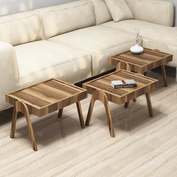 Chic Home Roo tarjoilupöydät 40x54xK41 cm 3kpl, ruskea