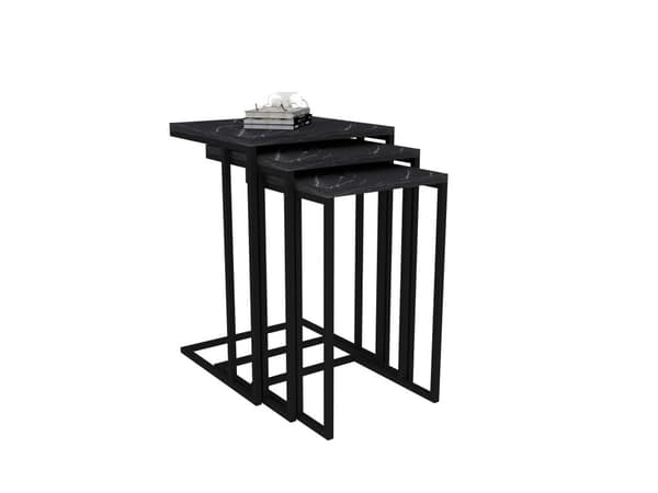 Chic Home Severi apupöydät, 3 osaa, musta