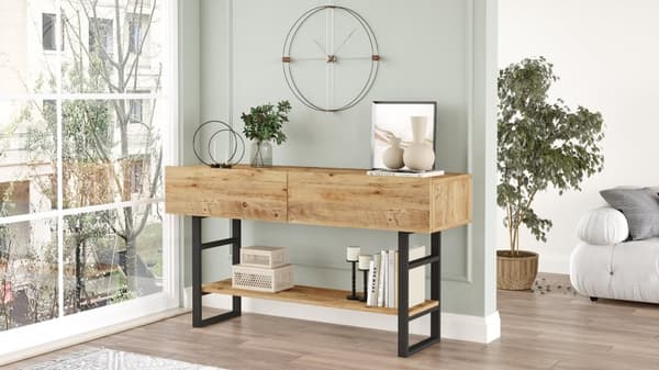 Chic Home Manna sivupöytä säilytystilalla 139x43xK76 cm, ruskea/musta