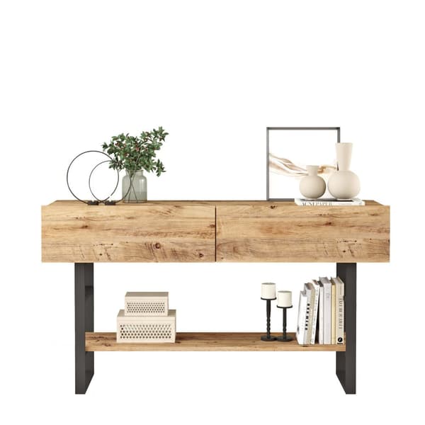 Chic Home Manna sivupöytä säilytystilalla 139x43xK76 cm, ruskea/musta
