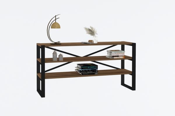 Chic Home Nata sivupöytä hyllyillä 120x32xK57 cm, beige/musta