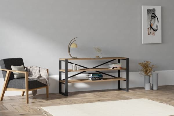 Chic Home Nata sivupöytä hyllyillä 120x32xK57 cm, beige/musta