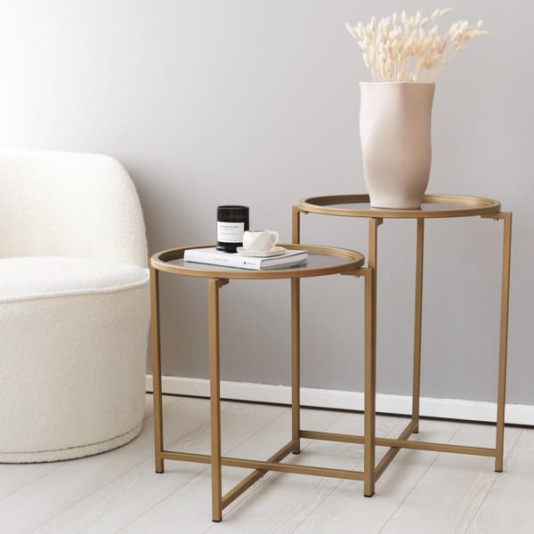 Chic Home Signe sivupöydät H50xK50/60 cm 2 kpl, kulta/savu