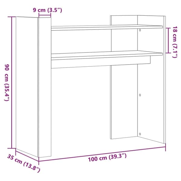 vidaXL Avlastningsbord vit 100x35x90 cm konstruerat trä
