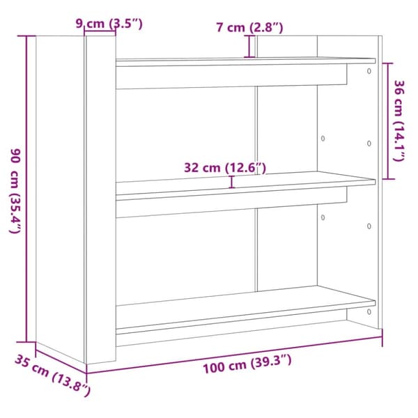 vidaXL Konsollbord hvit 100x35x90 cm konstruert tre
