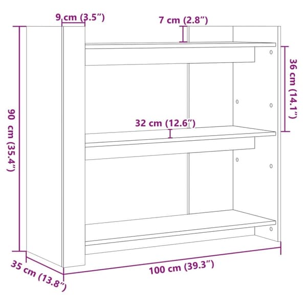 vidaXL Konsolbord rökfärgad ek 100x35x90 cm konstruerat trä
