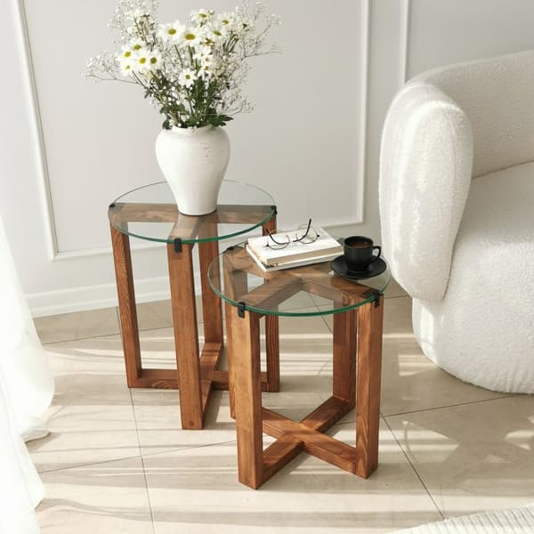 Chic Home Aleksanteri apupöydät, 2 osaa, ruskea