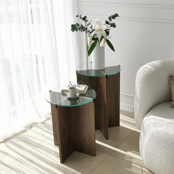Chic Home Liisi sivupöydät H40xK50/60 cm 2 kpl, tummanruskea