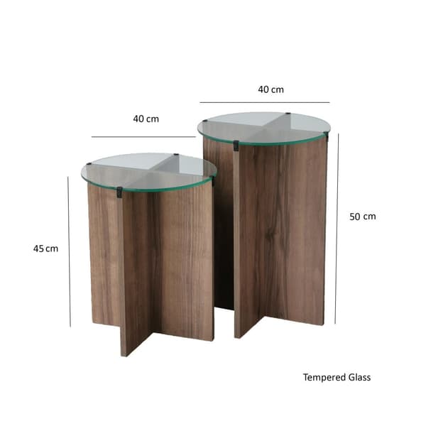 Chic Home Liisi sivupöydät H40xK50/60 cm 2 kpl, tummanruskea