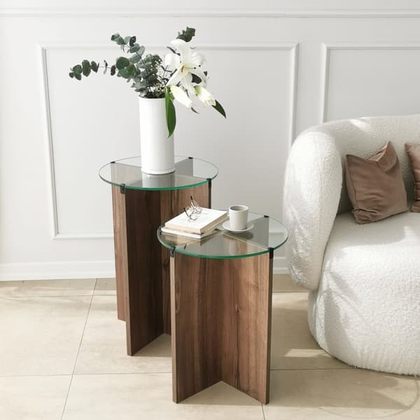 Chic Home Liisi sivupöydät H40xK50/60 cm 2 kpl, tummanruskea