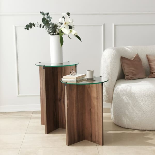 Chic Home Liisi sivupöydät H40xK50/60 cm 2 kpl, tummanruskea