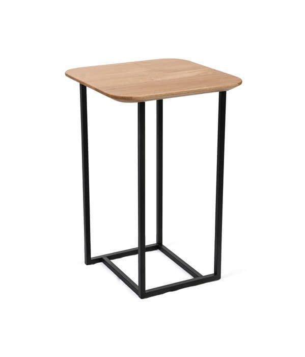 Sidobord - komplementbord - piedestalbord M2 kollektion - 1 - Block, Wild Oak, Black metal, 40x60x40